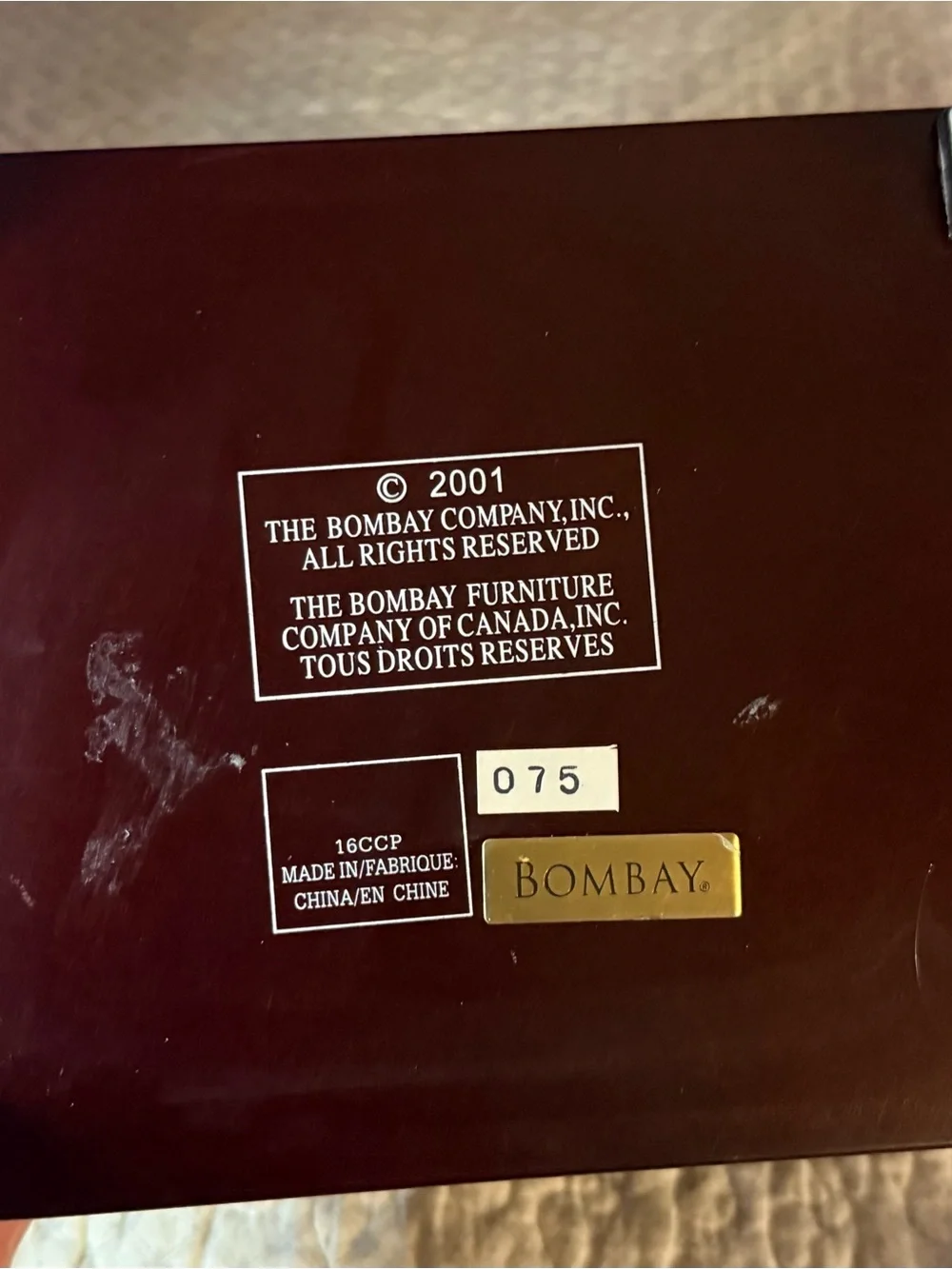 Vintage Bombay Company Mahogany Keepsake & Photo Display Box – Glass Top – 2001